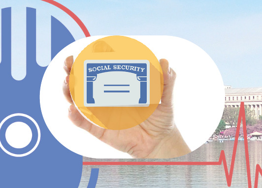 Social Security for Federal Employees ; image: hand holding social security card