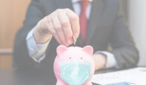 Funding a Health Savings Account (HSA) - image: piggy bank wearing surgical mask
