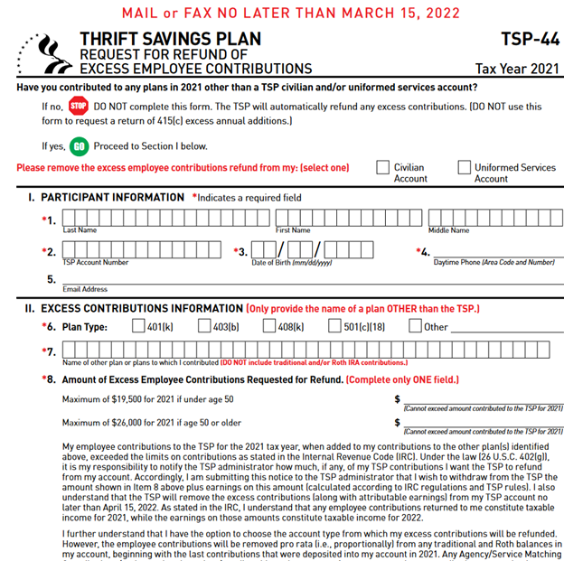 Limits on Participation in the TSP and Another TaxDeferred Retirement Plan