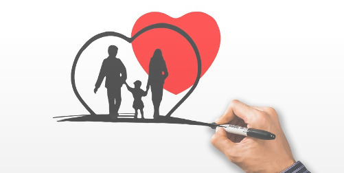 About FEHB ; image: silhouette of parents with child near a cartoon heart