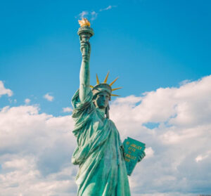 Social Security Webinar ; image: statue of liberty
