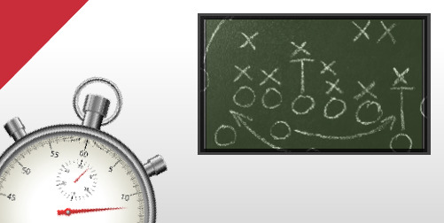 Executive Coaching ; image: a stopwatch and a football play on chalkboard