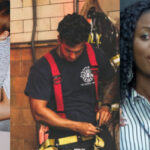 federal firefighters face pay cliff ; image: working at home with baby, fireman, and an IT pro