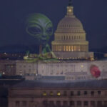 Shutdowns and UFOs fed15 podcast ; image: congress building and an alien