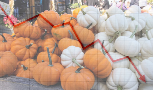 TSP Funds ; image: pumpkins and red arrow down