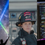 deep space laser ; image: laser, fire woman, and computer code