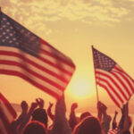 2024 Federal Pay Raise ; image: people raising USA flags