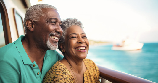 First Year of Federal Retirement ; image: happy older couple on a boat