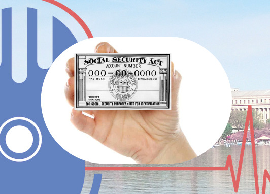 Start Taking Social Security Benefits ; image: hand holding to a SSA card