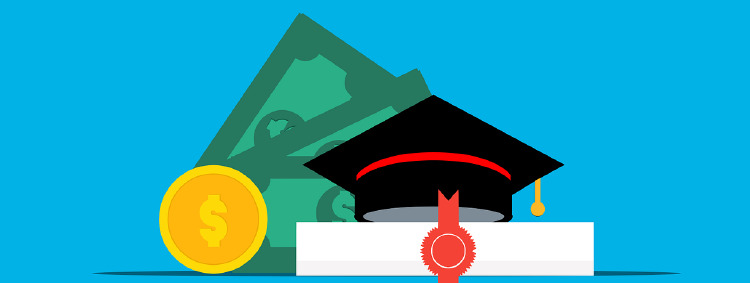 Tax Smart Ways to Save for College - image: scholar cap and dollar bills