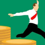 Roth IRA Contributions - image: clipart man jumping off big coins